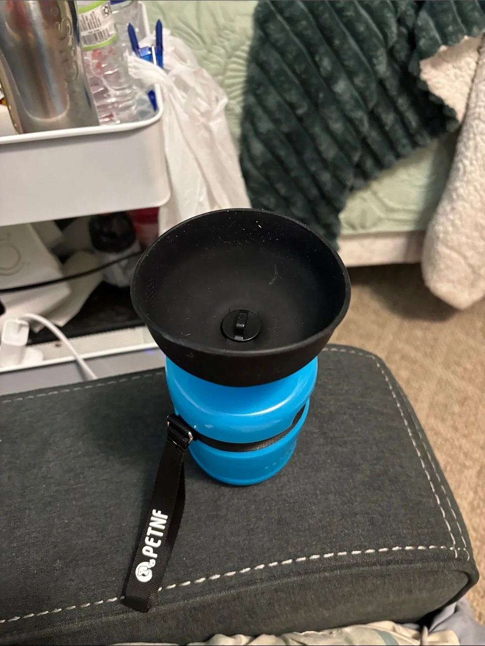 Lesotc Blue Portable Dog Water Bottle with Black Bowl